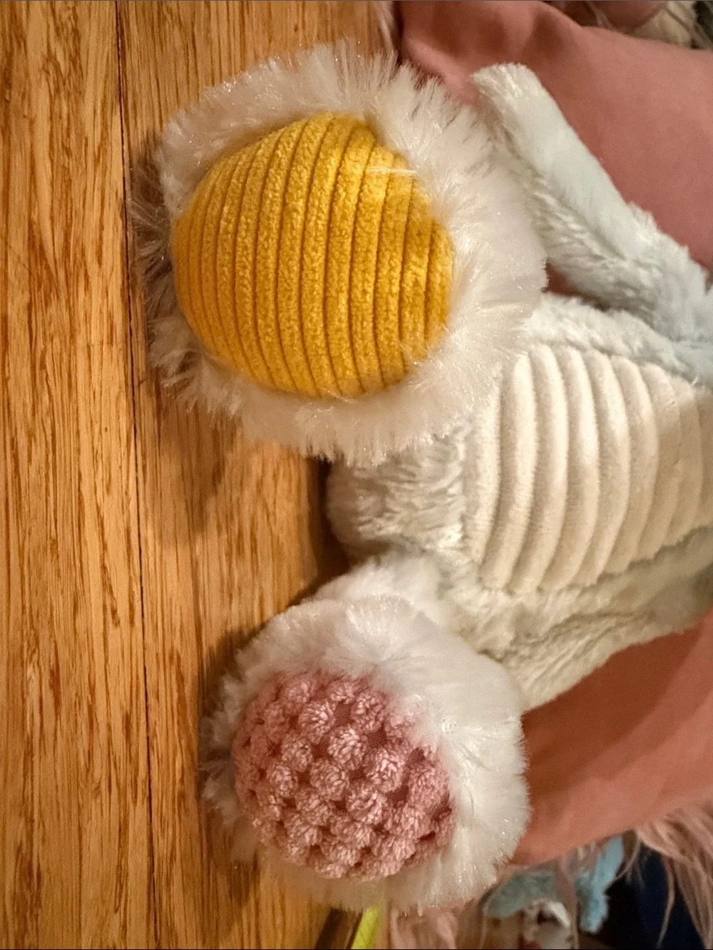 Plush Light Gray Elephant Stuffed Animal with Pink & Yellow Accents